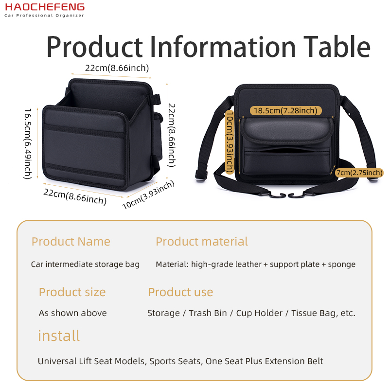 Car Seat Organizer - Car Middle Seat Storage, Large Capacity