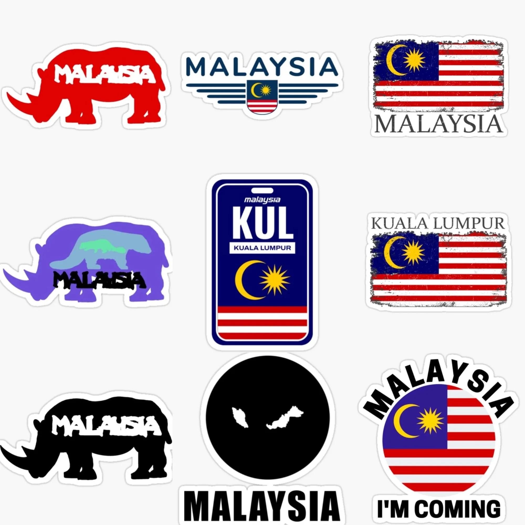 Car Accessories Malaysia - Malaysia KUL Flag Map Rhinoceros Emblem