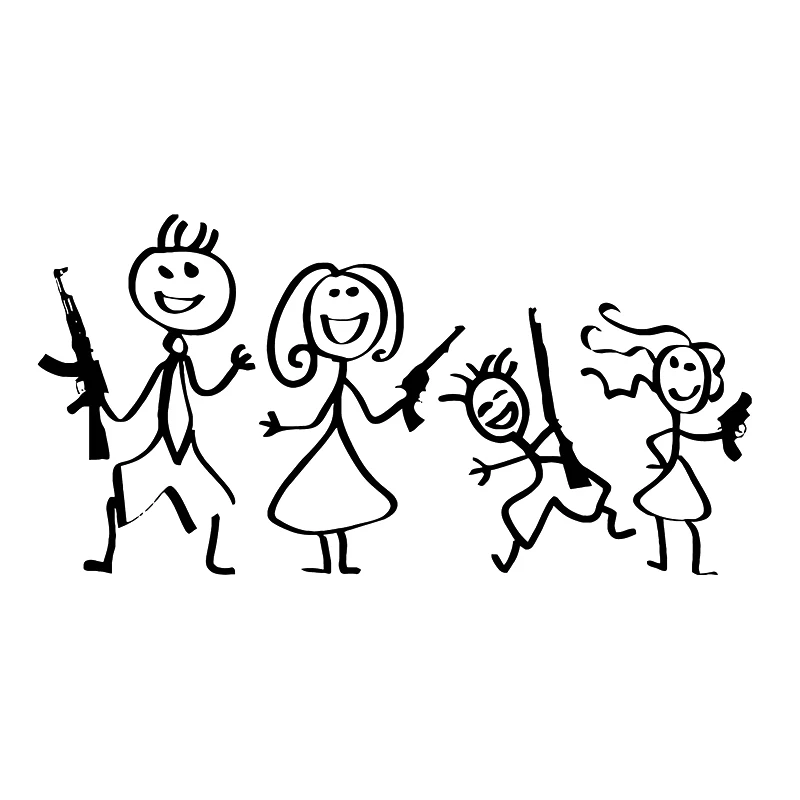 Car Accessories On Amazon - Car Sticker Family Stick Gun Pattern