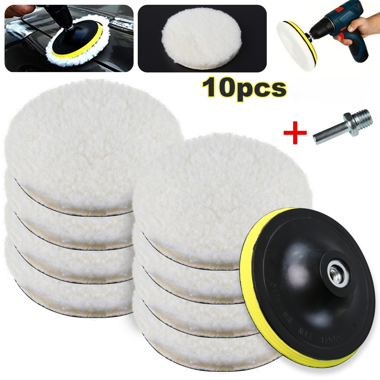 10PCS (8Pads+1Sucker+1Screw) C - Car Wax Polishing Pad recensie en prijs